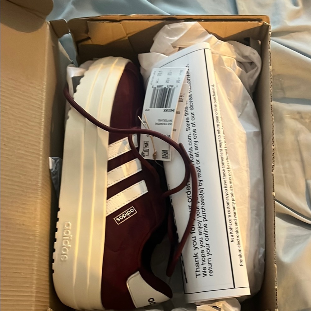 Adidas Burgundy and White Platform Sneakers women’s size 5